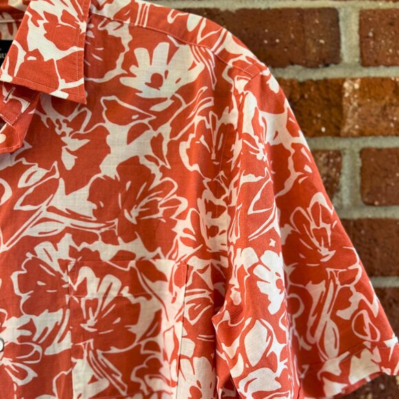 Rodd & Gunn Floral Cotton Shirt L Orange White - Picture 7 of 9
